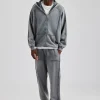 Acid Exposed Seam Zip Through Tracksuit - Charcoal