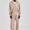 Acid Exposed Seam Zip Through Tracksuit - Stone