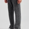 Acid Wash Knitted Jogger - Charcoal