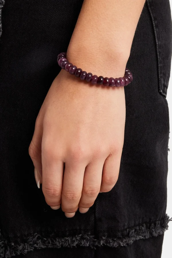 Amethyst Bead Bracelet - White 8mm