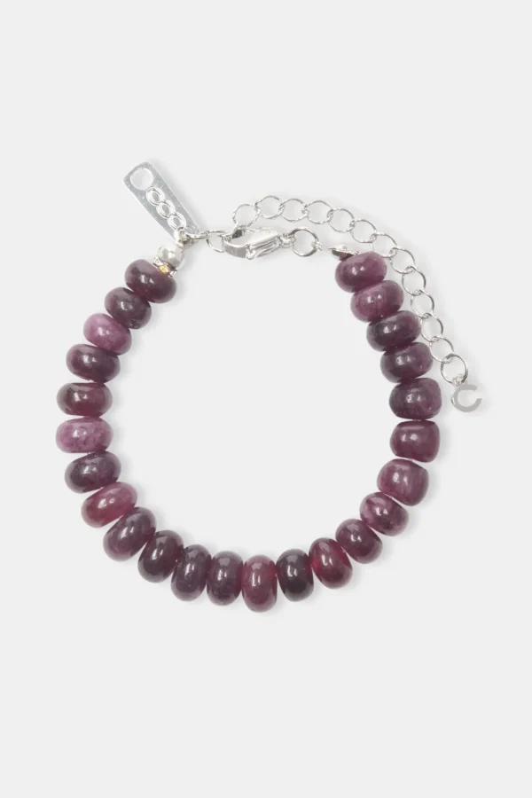 Amethyst Bead Bracelet - White 8mm