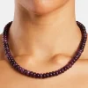 Amethyst Bead Necklace - White 8mm