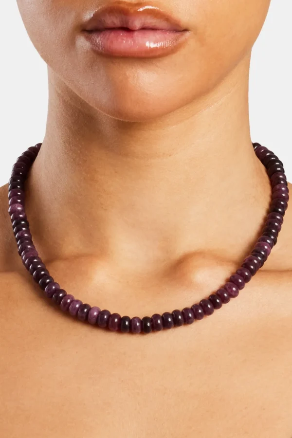 Amethyst Bead Necklace - White 8mm