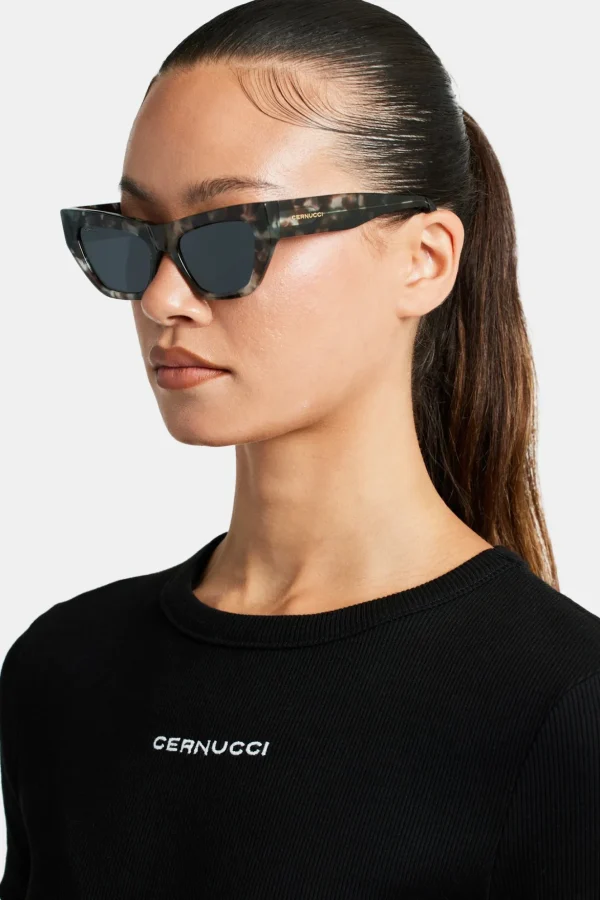 Angled Square Acetate Sunglasses - Tort