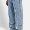 Baggy Fit Raw Edge Jean - Ice Blue