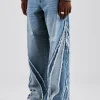 Baggy Spliced Raw Edge Jean