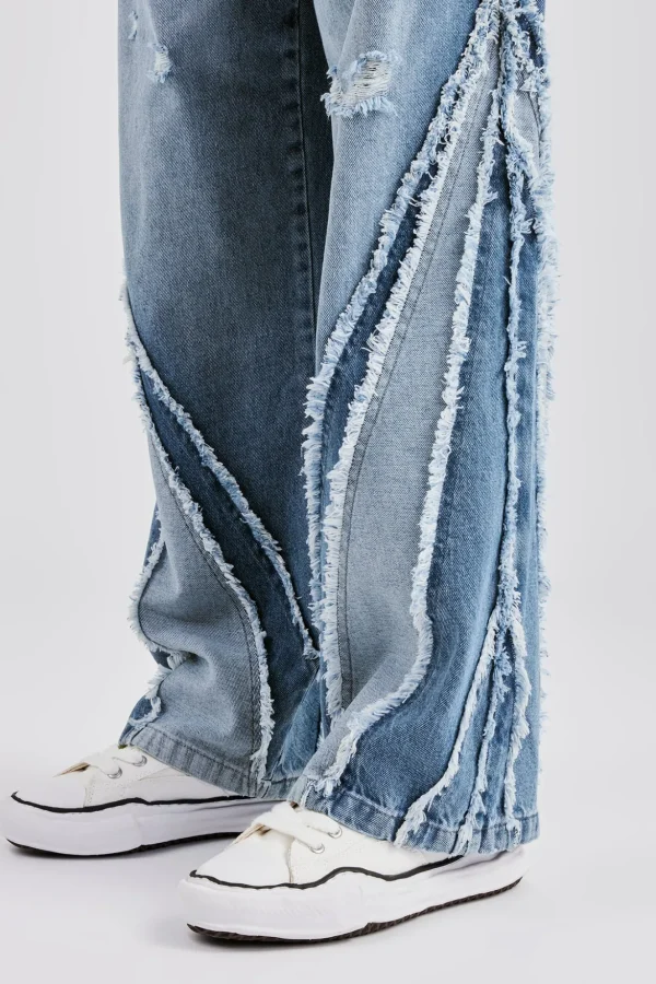 Baggy Spliced Raw Edge Jean