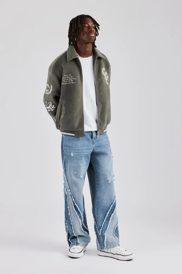 Baggy Spliced Raw Edge Jean