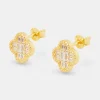 Baguette Motif Stud Earrings - 10mm - Gold