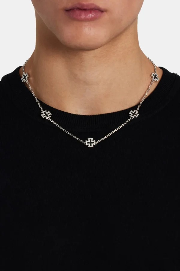 Black Enamel Cross Motif Chain