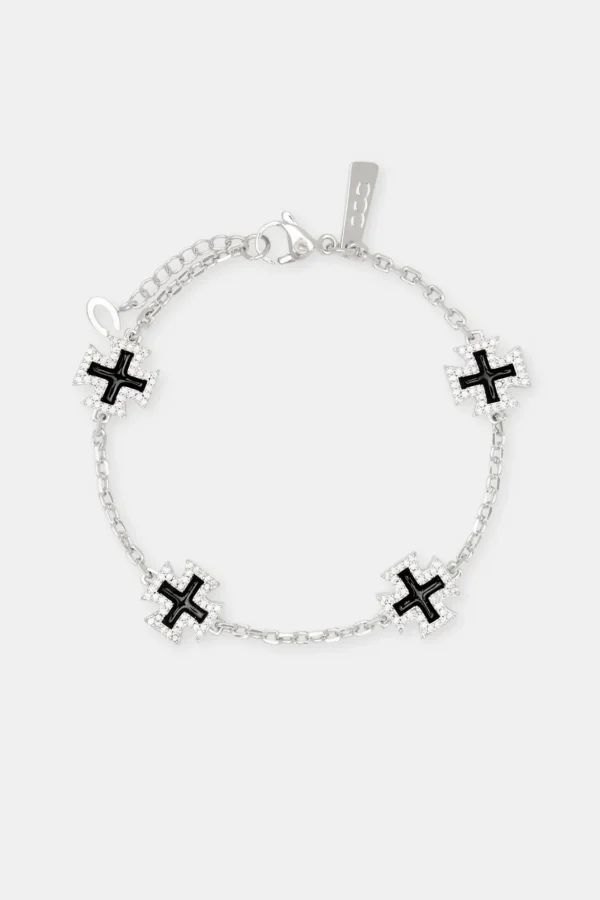 Black Enamel Cross Motif Bracelet