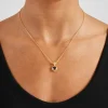 Black Heart Bezel Necklace - Gold