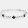 Black Motif Tennis Bracelet - White 5mm