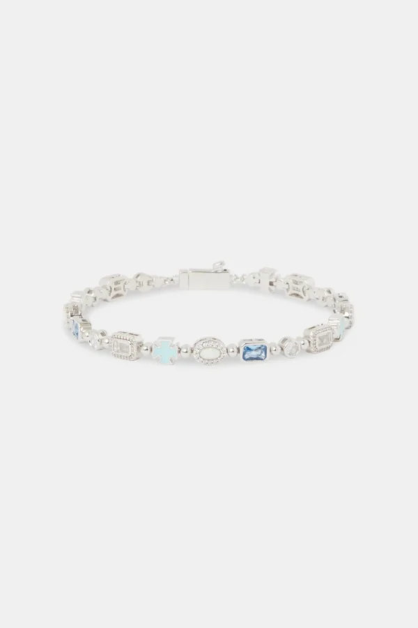 Blue & Clear Multi Gemstone Bracelet - 6mm