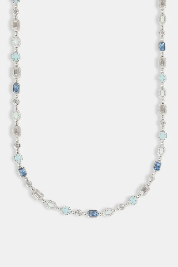 Blue & Clear Multi Gemstone Chain - 6mm