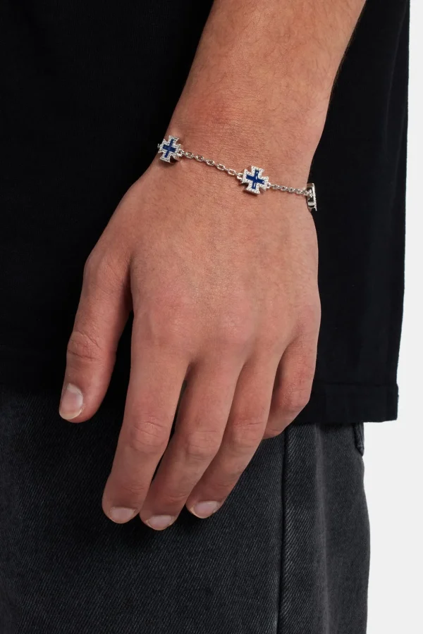 Blue Enamel Cross Motif Bracelet