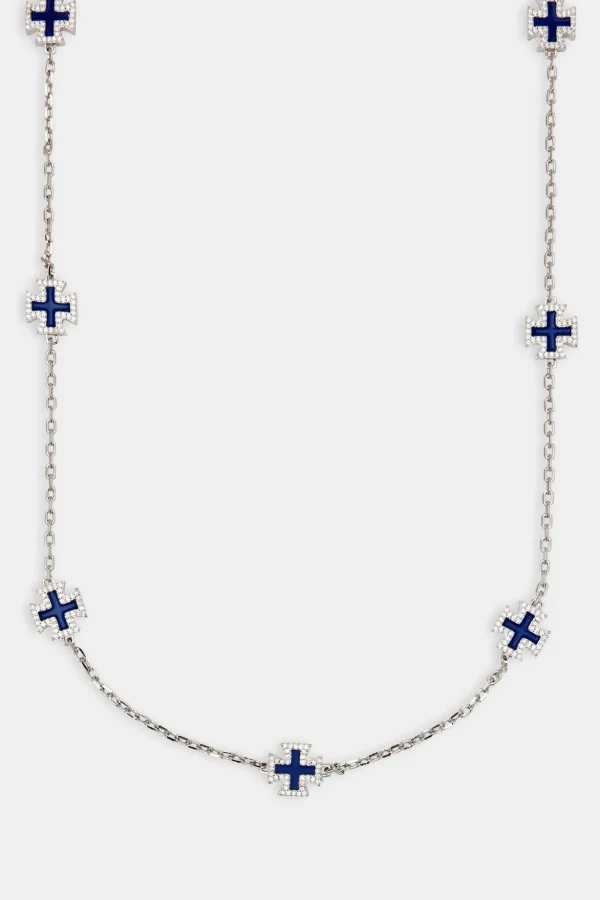 Blue Enamel Cross Motif Chain