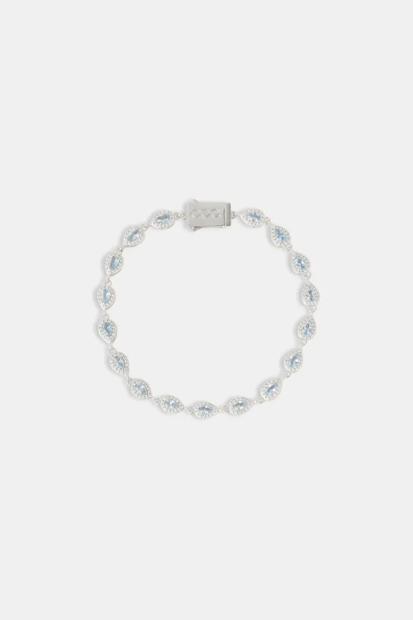 Blue Iced Pear Gemstone Bracelet - 6mm