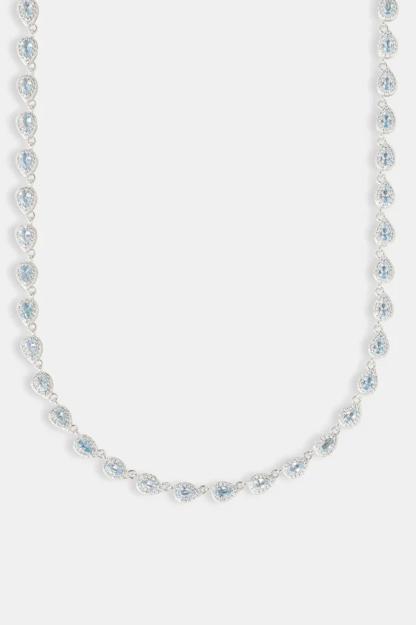 Blue Iced Pear Gemstone Chain - 6mm