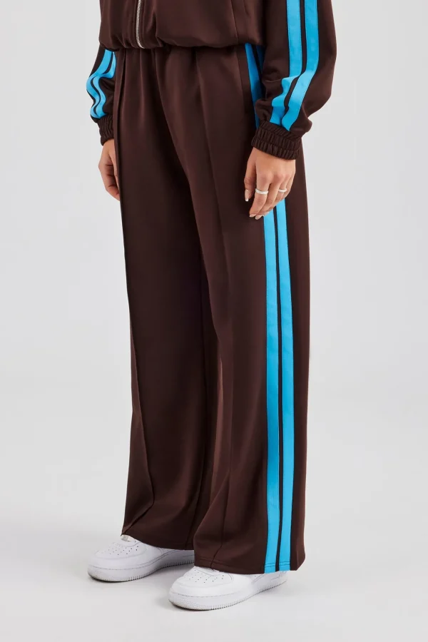 Blue Taping Wide Leg Track Pant - Chocolate