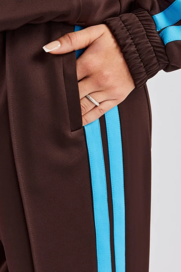 Blue Taping Wide Leg Track Pant - Chocolate