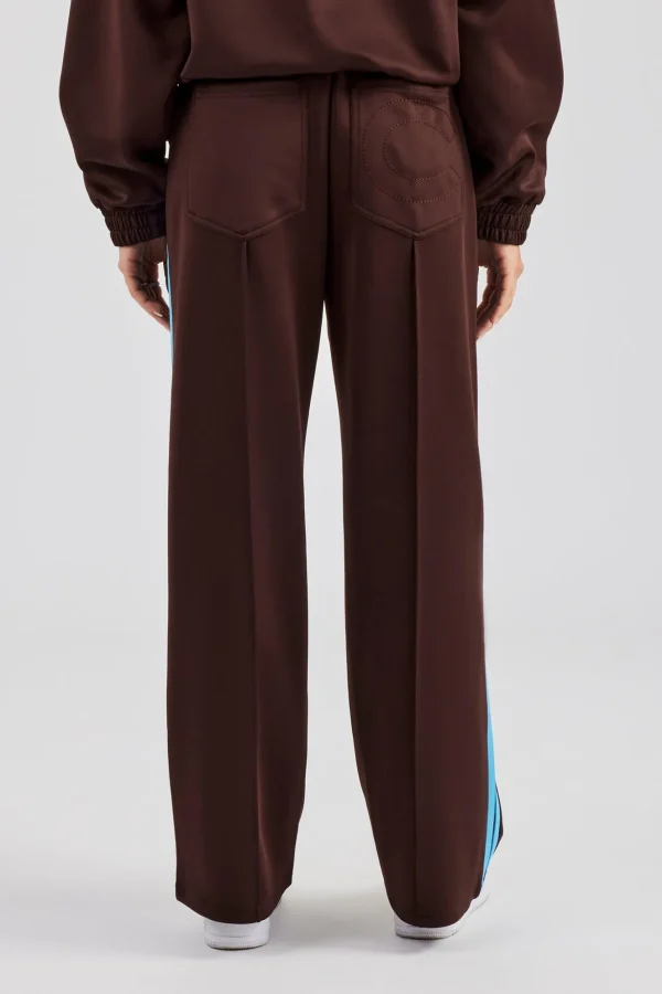 Blue Taping Wide Leg Track Pant - Chocolate