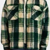 Brushed Check Lined Overshirt - Green