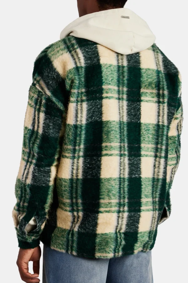 Brushed Check Lined Overshirt - Green