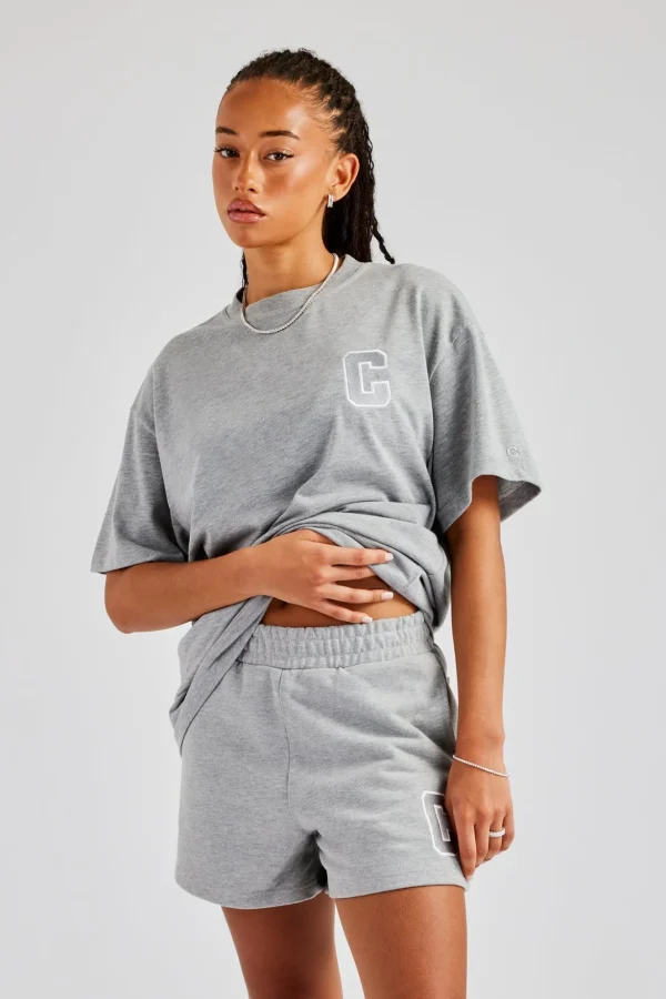 C Embroidered Short - Grey Marl