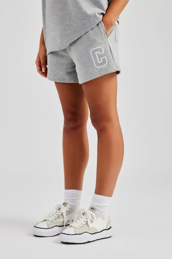 C Embroidered Short - Grey Marl