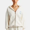 C Embroidered Zip Through Hoodie - Off White