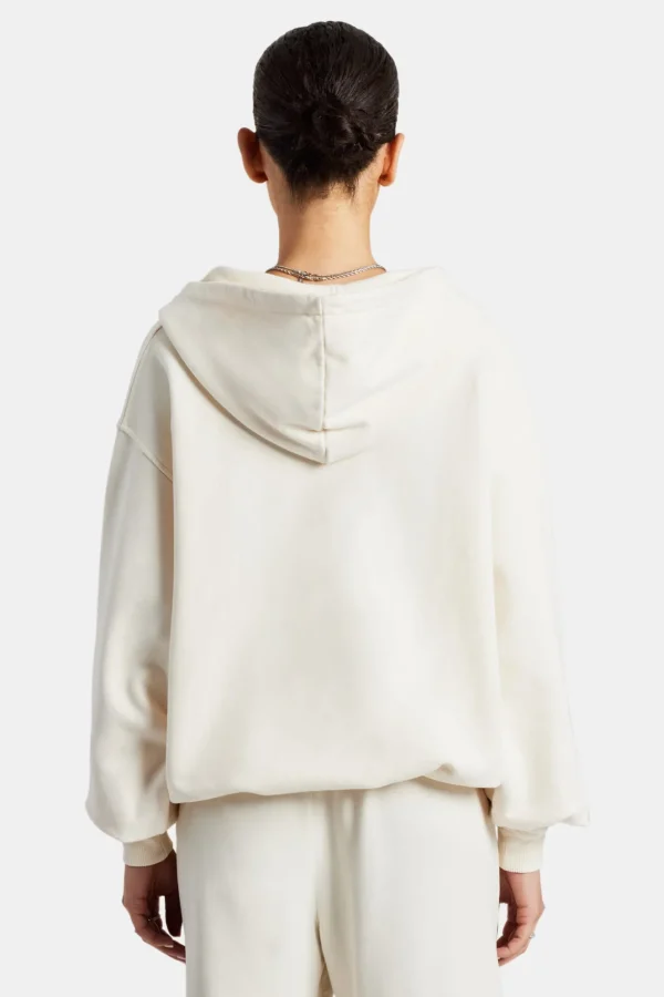 C Embroidered Zip Through Hoodie - Off White