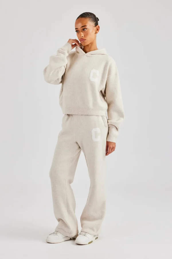 C Knitted Hooded Tracksuit - Oatmeal