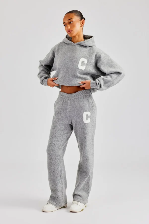 C Knitted Hooded Tracksuit - Grey