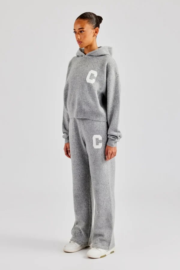 C Knitted Hooded Tracksuit - Grey