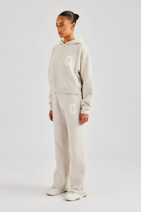 C Knitted Hooded Tracksuit - Oatmeal