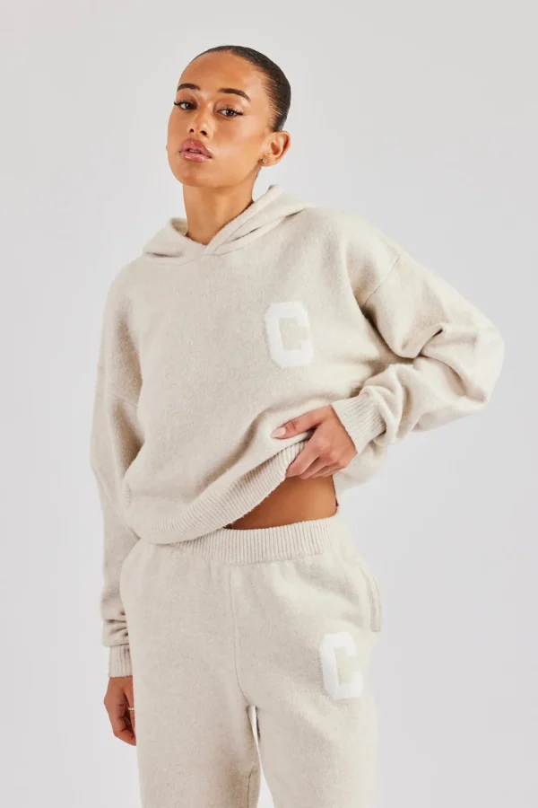 C Knitted Hoodie - Oatmeal