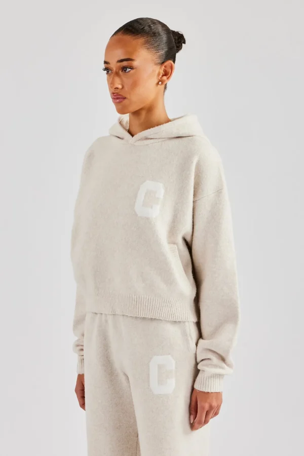 C Knitted Hoodie - Oatmeal