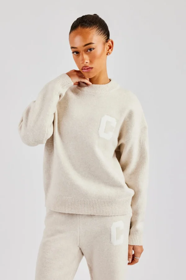 C Knitted Sweatshirt - Oatmeal