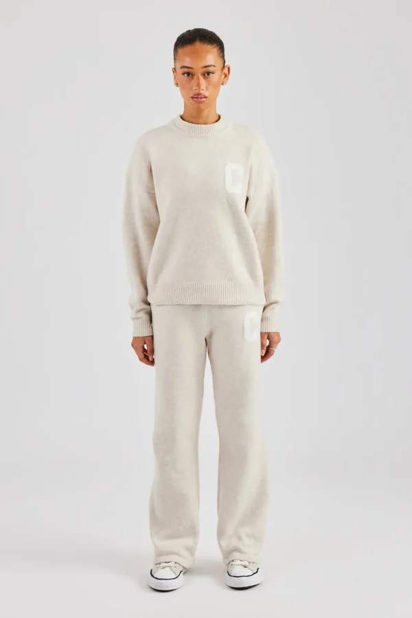 C Knitted Sweatshirt - Oatmeal