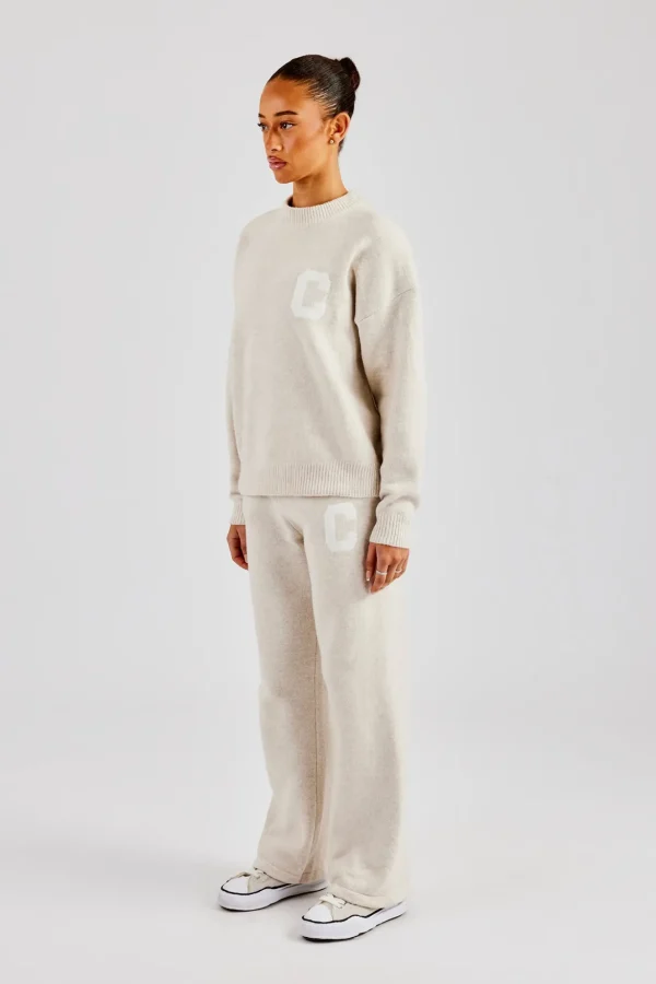 C Knitted Sweatshirt & Jogger - Oatmeal