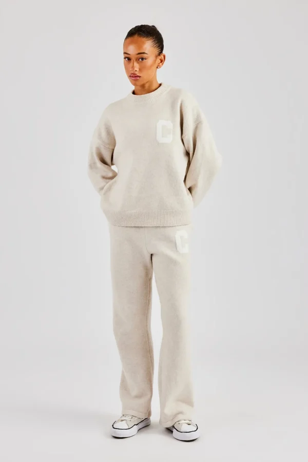 C Knitted Sweatshirt & Jogger - Oatmeal