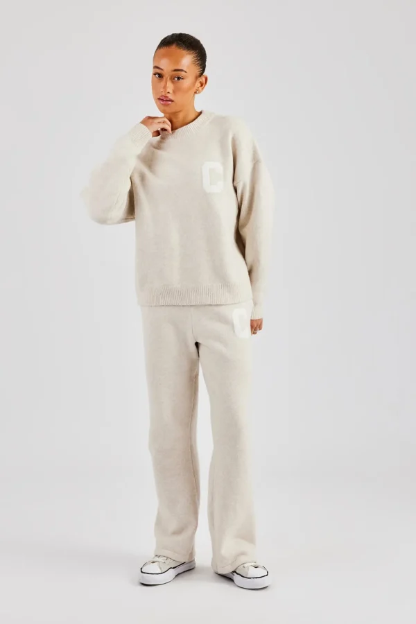 C Knitted Sweatshirt & Jogger - Oatmeal