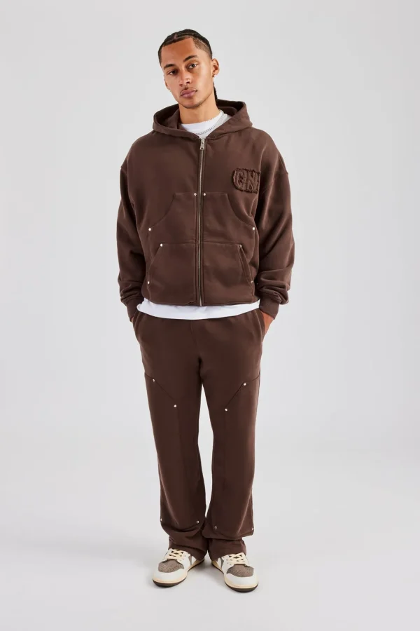 Carpenter Raw Edge Straight Leg Jogger - Chocolate