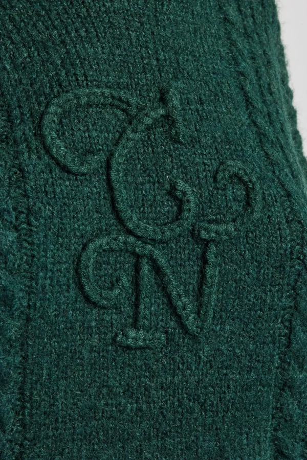 CCC Spliced Cable Knit Hoodie - Forest Green