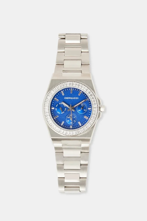 Cernucci Baguette Bezel Watch - Silver