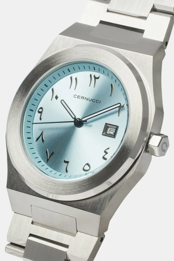 Cernucci Blue Arabic Dial Polished Watch