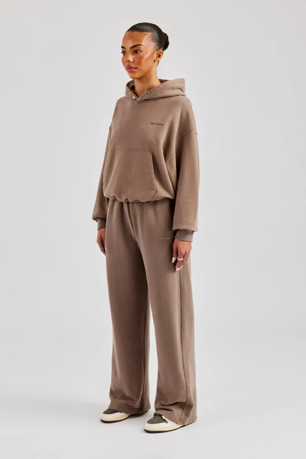 Cernucci Boxy Hoodie & Wide Leg Jogger - Taupe