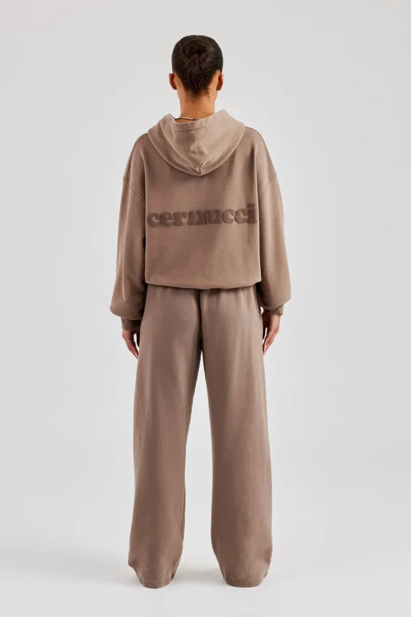 Cernucci Boxy Hoodie & Wide Leg Jogger - Taupe