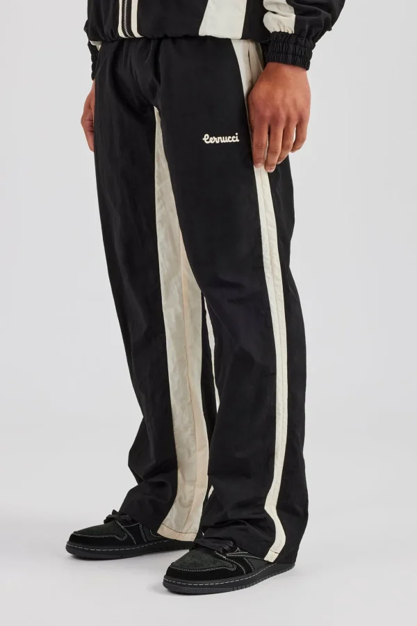 Cernucci Contrast Panel Nylon Track Pant - Black